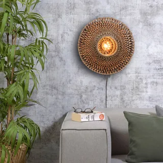 Bali wandlamp van bamboe, Ø 44 cm by GOOD&MOJO in Natural, Black – product photo 2 of 5