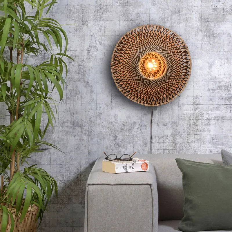 Bali wandlamp van bamboe, Ø 44 cm by GOOD&MOJO in Natural, Black – product photo 2 of 5