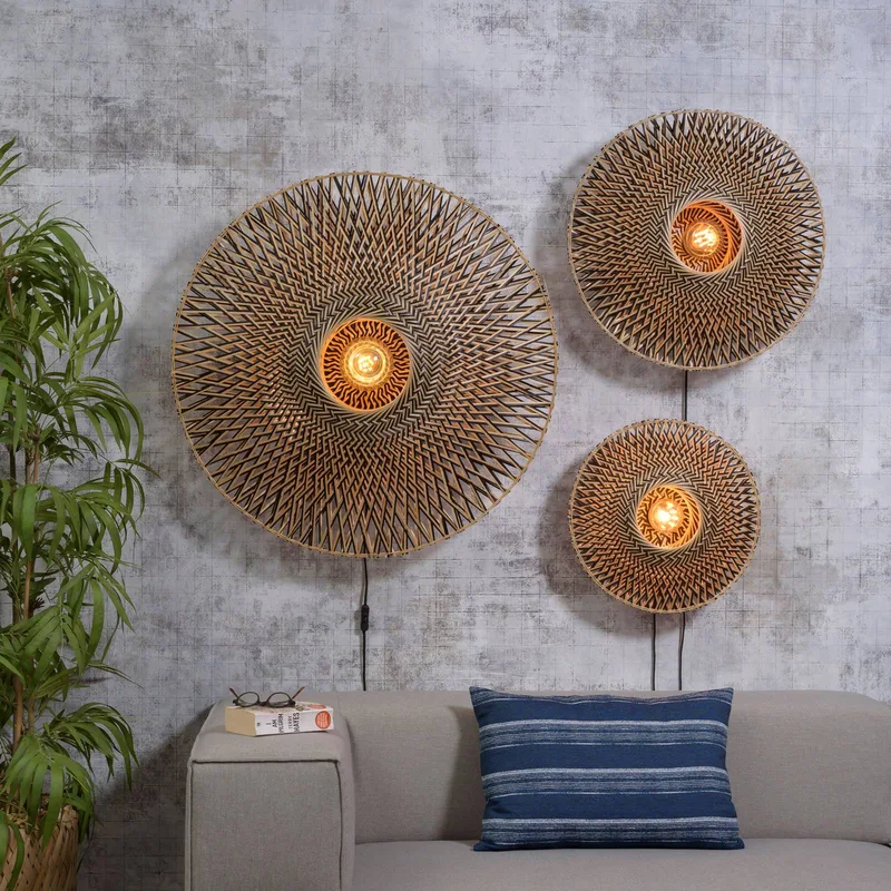 Bali wandlamp van bamboe, Ø 44 cm by GOOD&MOJO in Natural, Black – product photo 3 of 5