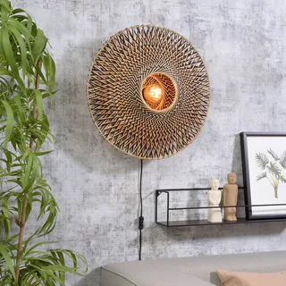 Bali wandlamp van bamboe, Ø 60 cm by GOOD&MOJO in Natural, Black – product photo 2 of 5