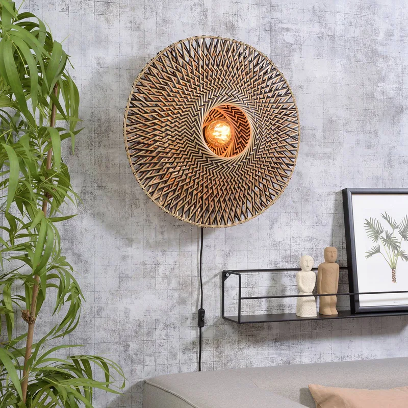 Bali wandlamp van bamboe, Ø 60 cm by GOOD&MOJO in Natural, Black – product photo 2 of 5