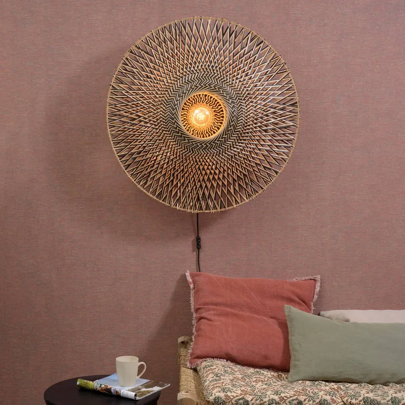 Bali wandlamp van bamboe, Ø 87 cm fra GOOD&MOJO i Natur, Sort – produktbillede 2 af 5