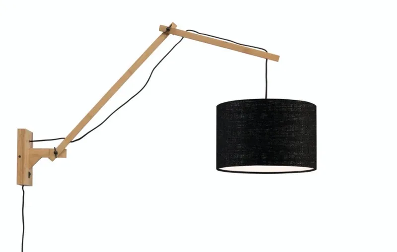 Bamboe LED Wandlamp Andes | 1X E27 Max 40W | Black de Good&Mojo en Noir – photo du produit