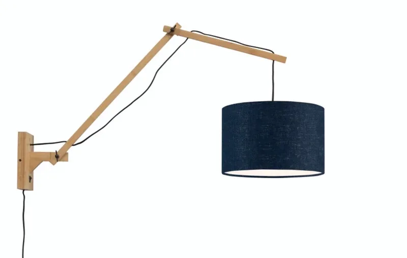 Bamboe LED Wandlamp Andes | 1X E27 Max 40W | Blue Denim de Good&Mojo en Bleu – photo du produit