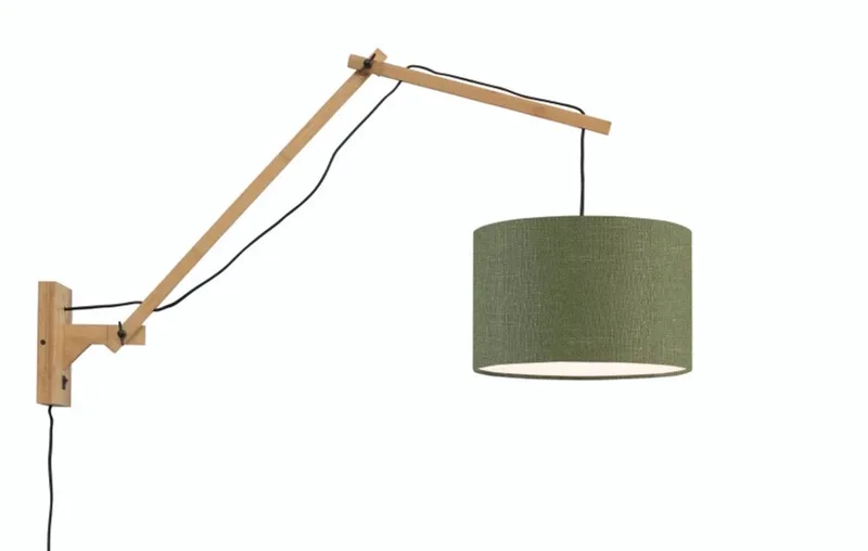 Bamboe LED wandlamp Andes, 1X E27 max 40W, bosgroen van Good&Mojo in Groen – productfoto
