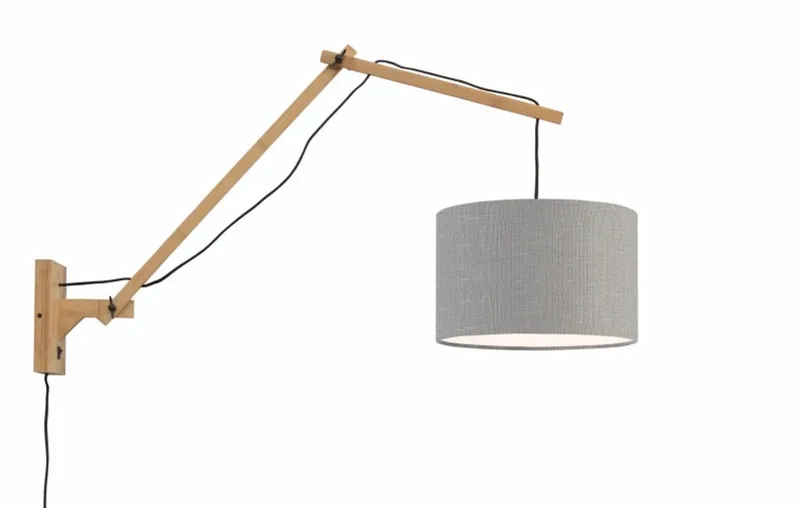 Bamboe LED wandlamp Andes, 1X E27 max 40W, lichtgrijs van Good&Mojo in Grijs – productfoto