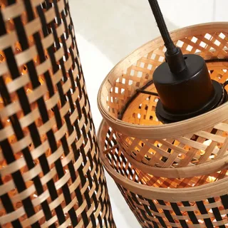 Bhutan hanglamp, 2-lamps. by GOOD&MOJO in Natural, Black – product photo 4 of 5