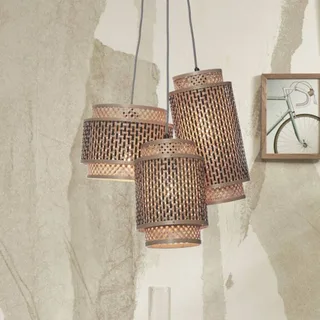 Bhutan hanglamp, 3-lamps by GOOD&MOJO in Natural, Black – product photo 1 of 5