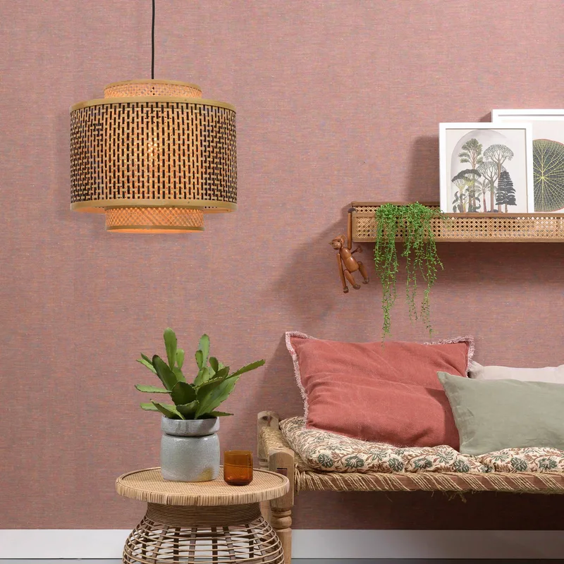 Bhutan hanglamp van bamboe Ø 40 cm van GOOD&MOJO in Naturel, Zwart – productfoto 5 van 5