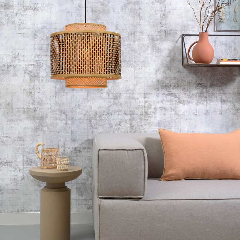 Bhutan hanglamp van bamboe Ø 40 cm van GOOD&MOJO in Naturel, Zwart – productfoto 3 van 5