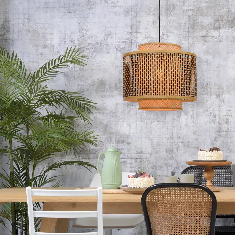 Bhutan hanglamp van bamboe Ø 40 cm van GOOD&MOJO in Naturel, Zwart – productfoto 2 van 5