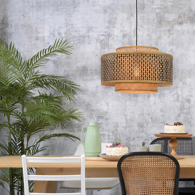 Bhutan hanglamp van bamboe Ø 50 cm van GOOD&MOJO in Naturel, Zwart – productfoto 5 van 5