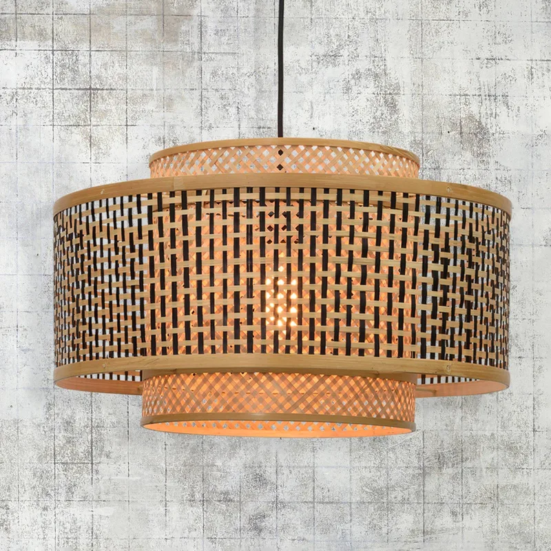 Bhutan hanglamp van bamboe Ø 50 cm van GOOD&MOJO in Naturel, Zwart – productfoto 1 van 5