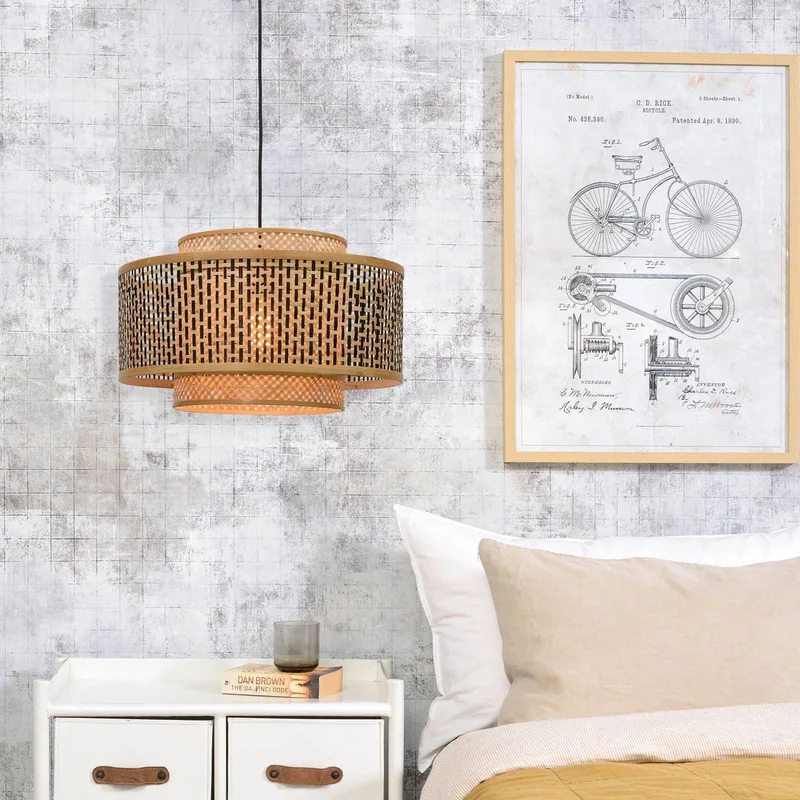 Bhutan hanglamp van bamboe Ø 50 cm van GOOD&MOJO in Naturel, Zwart – productfoto 3 van 5