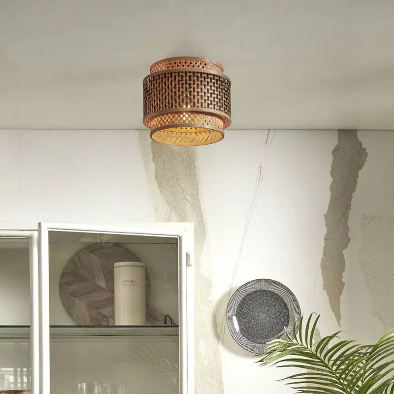 Bhutan plafondlamp, bamboe, Ø 25 cm by GOOD&MOJO in Natural, Black – product photo 3 of 5