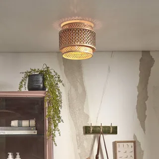 Bhutan plafondlamp, bamboe, Ø 25 cm by GOOD&MOJO in Natural, Black – product photo 2 of 5