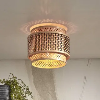 Bhutan plafondlamp, bamboe, Ø 25 cm by GOOD&MOJO in Natural, Black – product photo 1 of 5