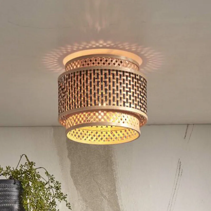 Bhutan plafondlamp, bamboe, Ø 25 cm by GOOD&MOJO in Natural, Black – product photo 1 of 5