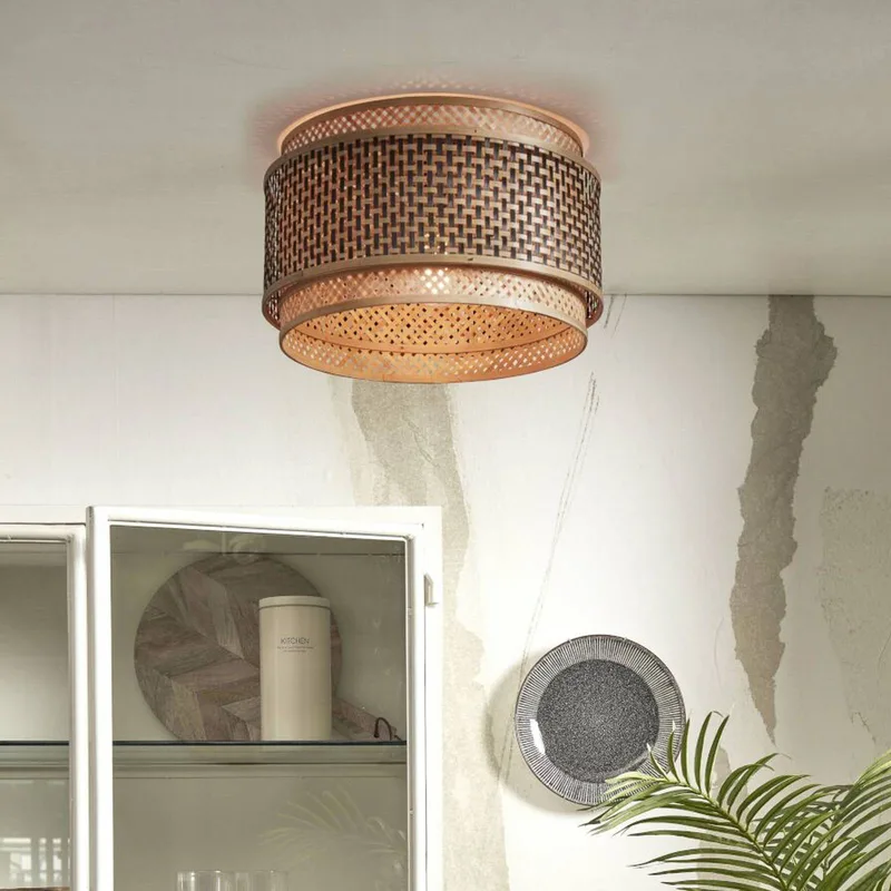 Bhutan plafondlamp, bamboe, Ø 40 cm by GOOD&MOJO in Natural, Black – product photo 2 of 5