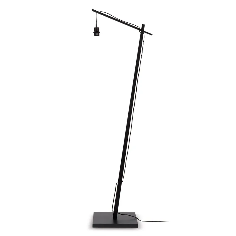 Bhutan vloerlamp, zwart, 176 cm, Ø 50 cm by GOOD&MOJO in Black, Natural – product photo 2 of 5