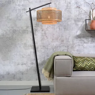 Bhutan vloerlamp, zwart, 176 cm, Ø 50 cm by GOOD&MOJO in Black, Natural – product photo 1 of 5