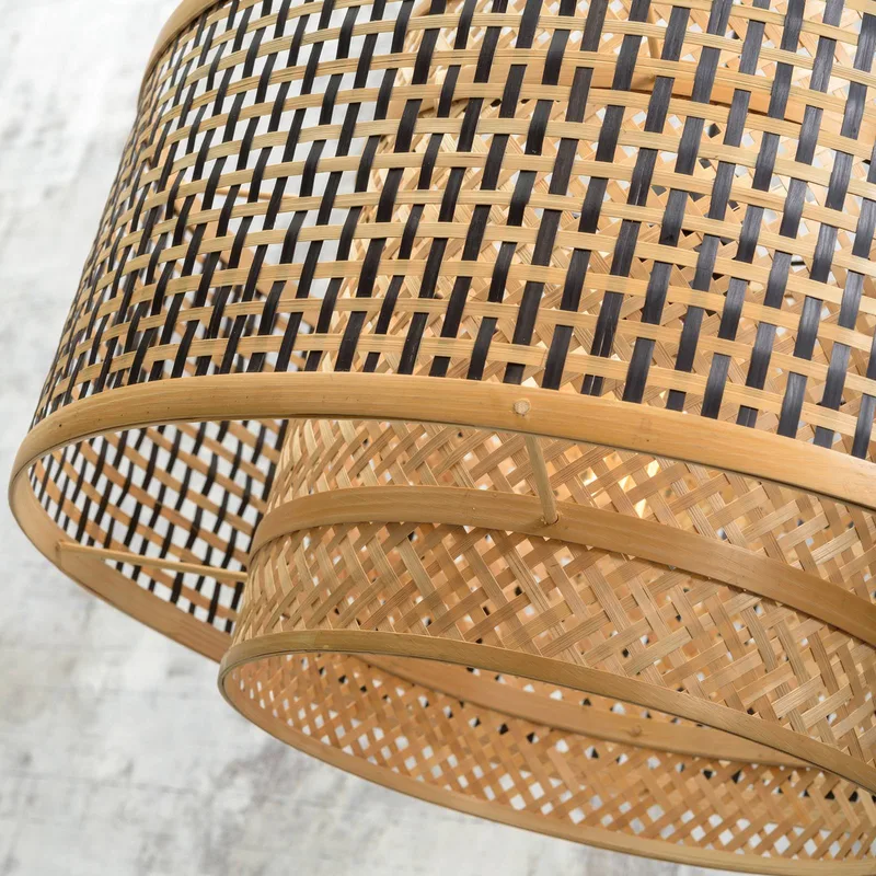 Bhutan vloerlamp, zwart, 176 cm, Ø 50 cm by GOOD&MOJO in Black, Natural – product photo 3 of 5