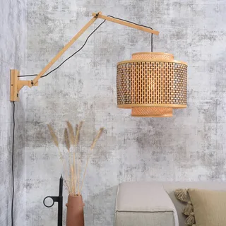 Bhutan wandlamp met 2 armen, naturel, Ø 40 cm de GOOD&MOJO en Naturel, Noir – photo du produit 2 sur 5