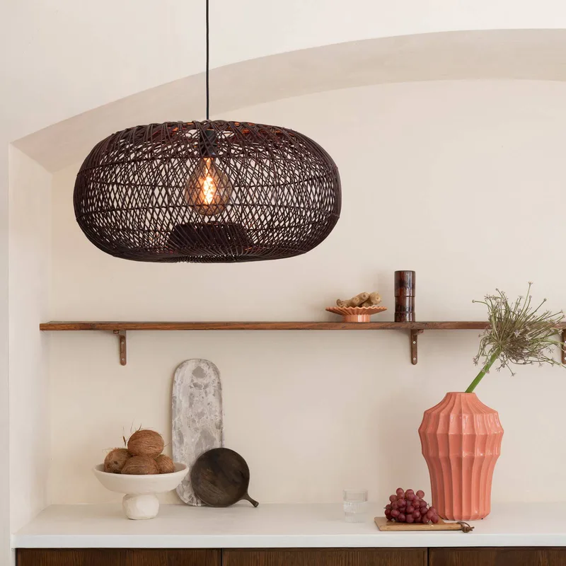 hanglamp Arizona, rood, Ø 50 cm, bamboe, E27 van GOOD&MOJO in Bordeauxrood – productfoto 3 van 5