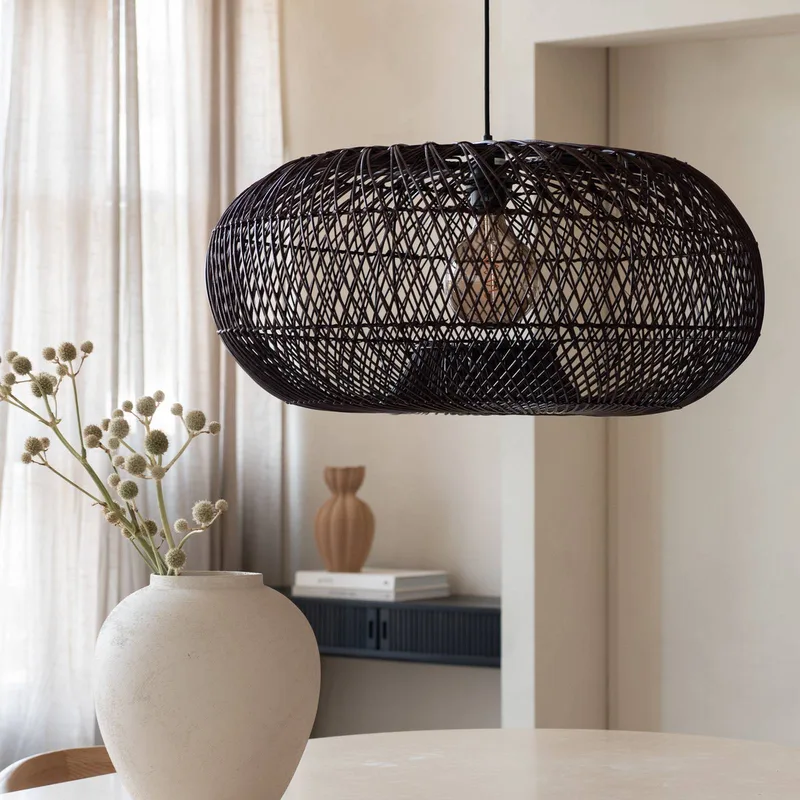 hanglamp Arizona, rood, Ø 70 cm, rotan, E27 by GOOD&MOJO in Bordeauxrood – product photo 2 of 5