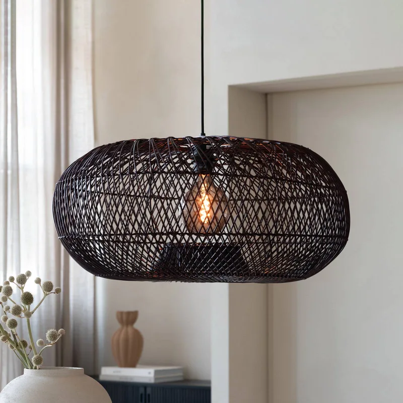 hanglamp Arizona, rood, Ø 70 cm, rotan, E27 by GOOD&MOJO in Bordeauxrood – product photo 1 of 5