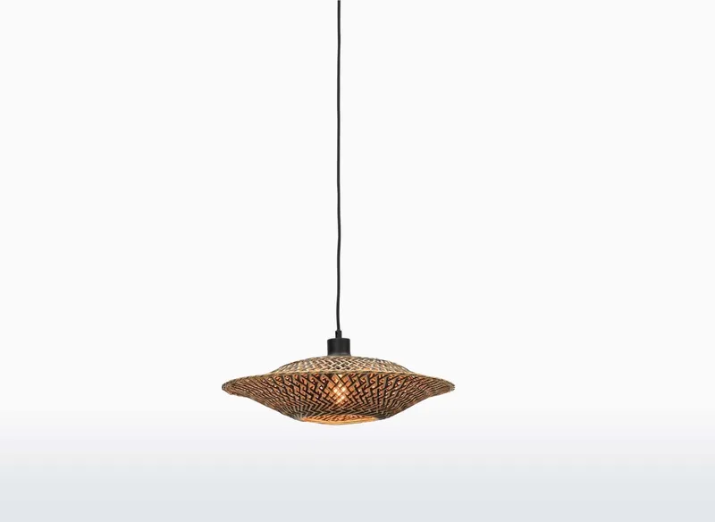 Hanglamp Bali - Bamboe/Zwart - Ø44cm - Scandinavisch,Bohemian - Hanglampen Eetkamer, Slaapkamer, Woonkamer van GOOD&MOJO in Bruin – productfoto