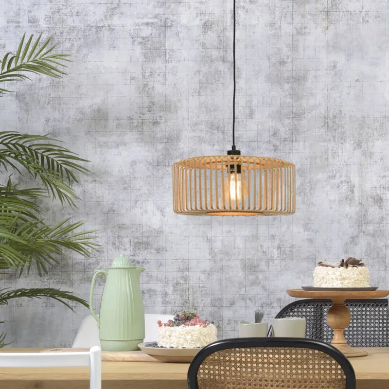 Hanglamp Bromo - Bamboe - Ø40cm - Scandinavisch,Bohemian - Hanglampen Eetkamer, Slaapkamer, Woonkamer van GOOD&MOJO in Bruin – productfoto 2 van 5