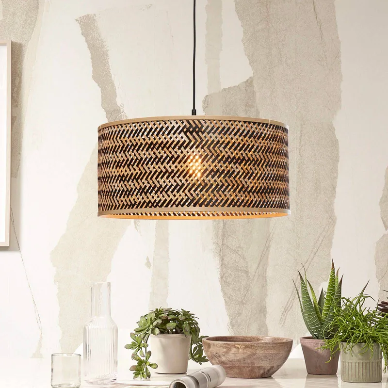 hanglamp Java, naturel/zwart, Ø 50 cm, E27 by GOOD&MOJO in Licht hout, Black – product photo 1 of 5