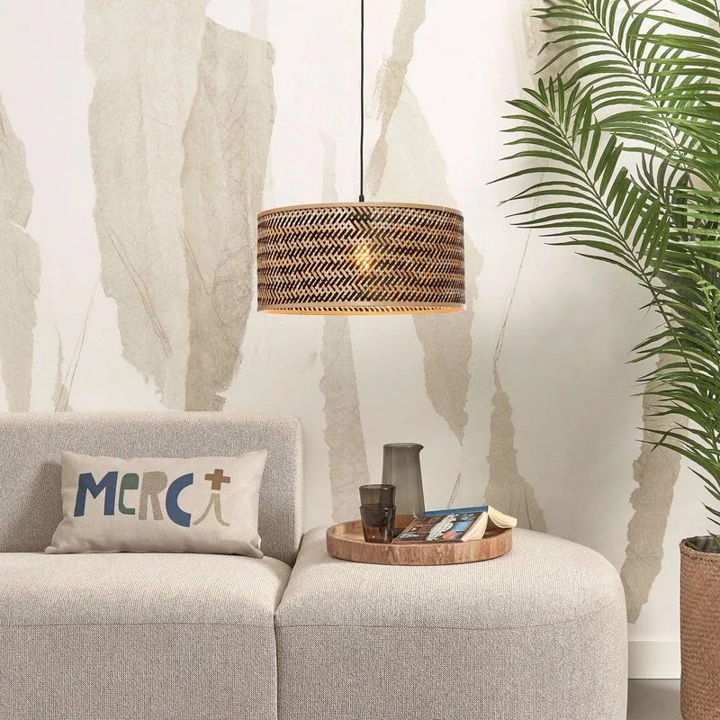 hanglamp Java, naturel/zwart, Ø 50 cm, E27 by GOOD&MOJO in Licht hout, Black – product photo 3 of 5