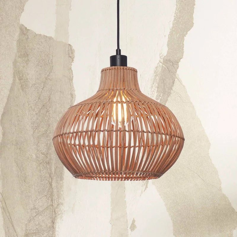 hanglamp Kalahari, Ø 32 cm, naturel, rotan, E27 by GOOD&MOJO in Licht hout, Black – product photo 1 of 5