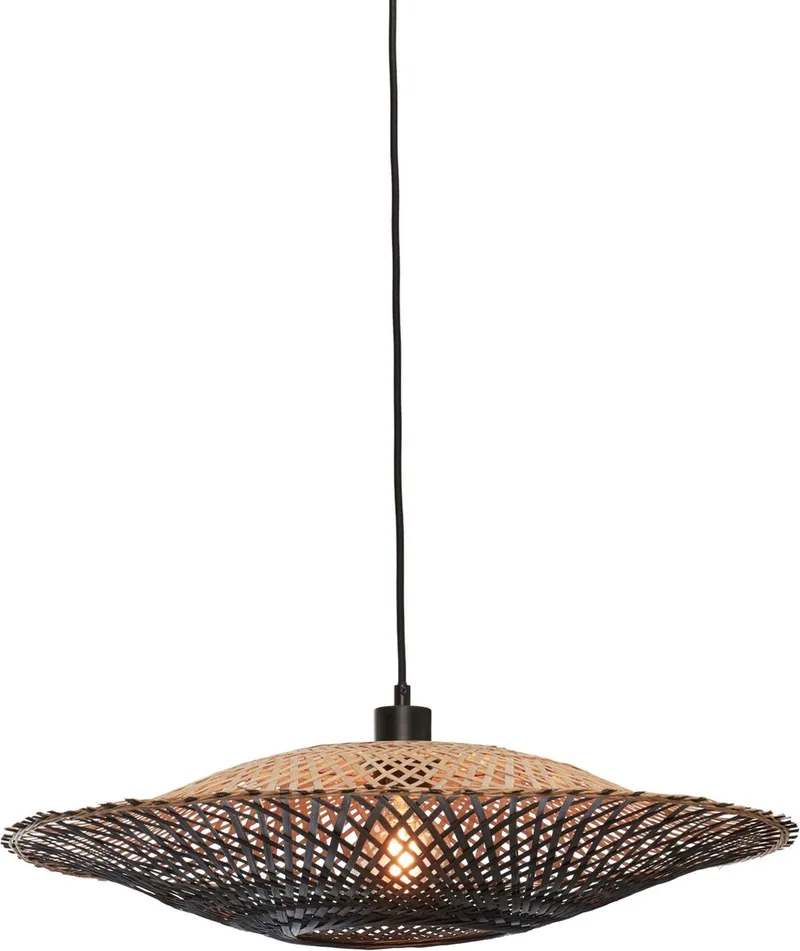 Hanglamp Kalimantan - Bamboe/Zwart - Ø60cm - Modern - Hanglampen Eetkamer, Slaapkamer, Woonkamer van GOOD&MOJO in Zwart – productfoto
