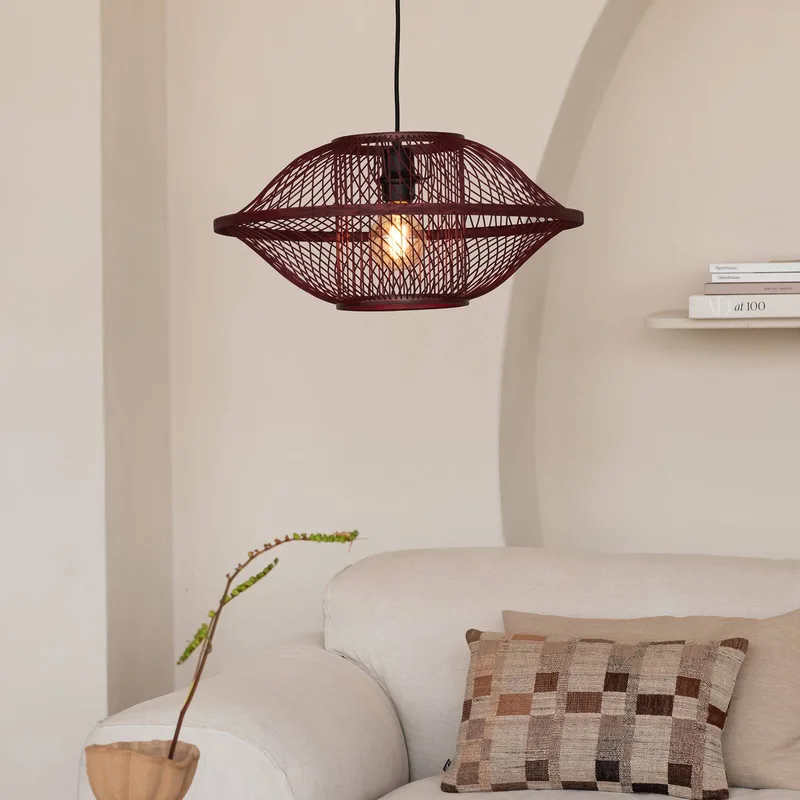 hanglamp Maui, rood, Ø 50 cm, bamboe, E27 by GOOD&MOJO in Bordeauxrood – product photo 3 of 5