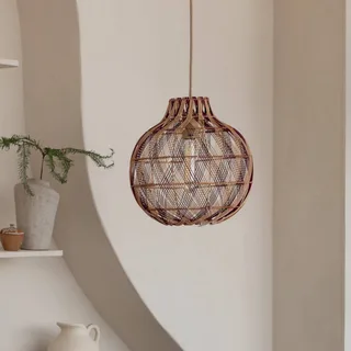 hanglamp Mendoza, naturel/rood, Ø 35 cm, bamboe by GOOD&MOJO in Natuurlijk bamboe, Bordeauxrood – product photo 3 of 5