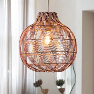 hanglamp Mendoza, naturel/rood, Ø 35 cm, bamboe by GOOD&MOJO in Natuurlijk bamboe, Bordeauxrood – product photo 1 of 5