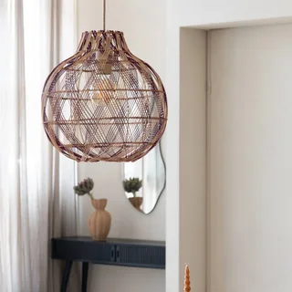 hanglamp Mendoza, naturel/rood, Ø 35 cm, bamboe by GOOD&MOJO in Natuurlijk bamboe, Bordeauxrood – product photo 2 of 5