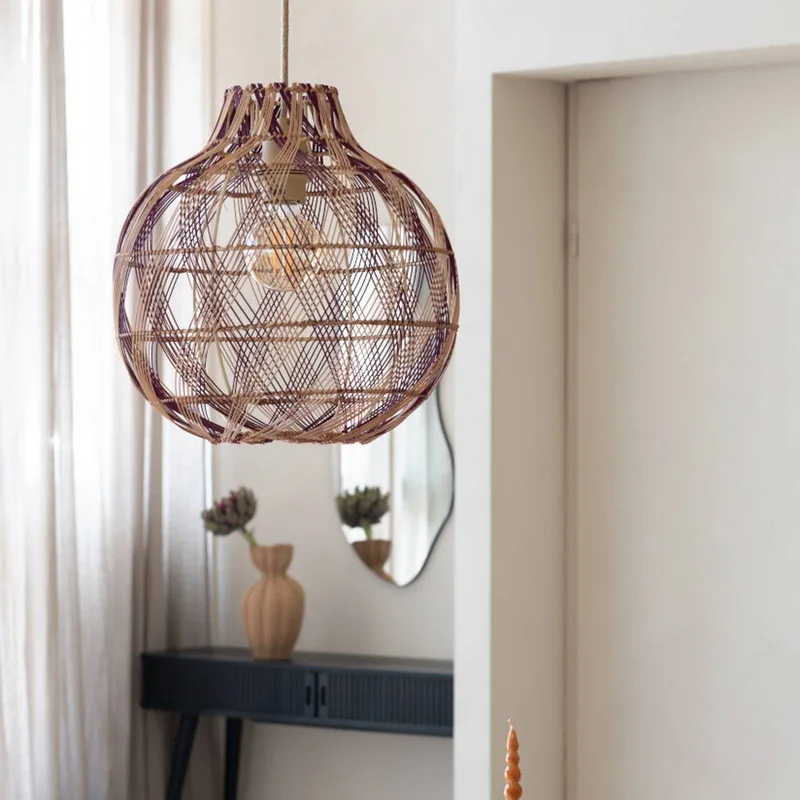 hanglamp Mendoza, naturel/rood, Ø 35 cm, bamboe by GOOD&MOJO in Natuurlijk bamboe, Bordeauxrood – product photo 2 of 5