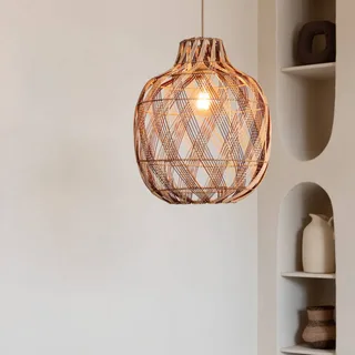 hanglamp Mendoza, naturel/rood, Ø 40 cm, bamboe by GOOD&MOJO in Natuurlijk bamboe, Bordeauxrood – product photo 3 of 5