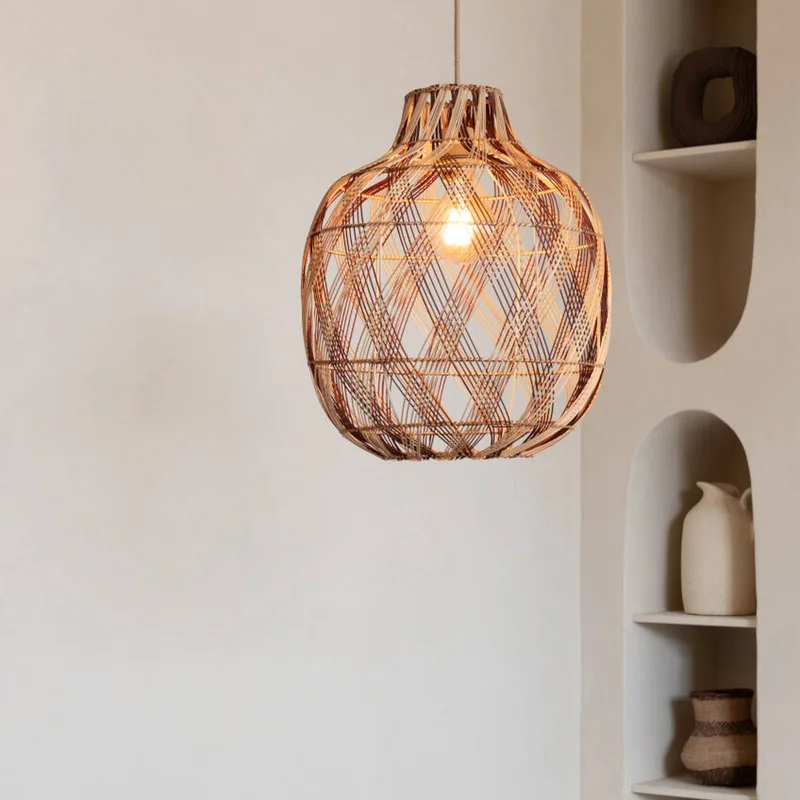 hanglamp Mendoza, naturel/rood, Ø 40 cm, bamboe by GOOD&MOJO in Natuurlijk bamboe, Bordeauxrood – product photo 3 of 5