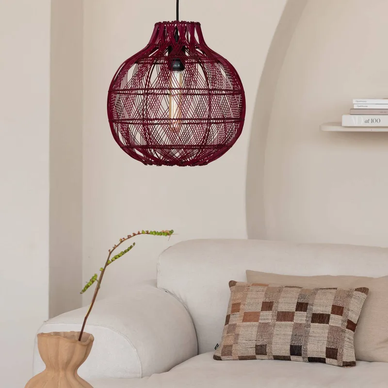 hanglamp Mendoza, rood, Ø 35 cm, bamboe, E27 by GOOD&MOJO in Bordeauxrood – product photo 2 of 5