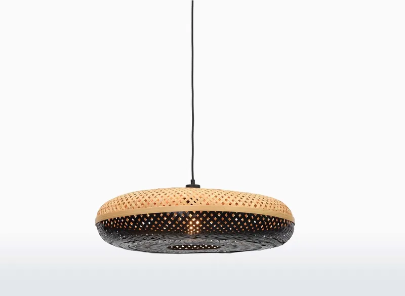 Hanglamp Palawan - Bamboe/Zwart - Ø60cm - Scandinavisch,Bohemian - Hanglampen Eetkamer, Slaapkamer, Woonkamer van GOOD&MOJO in Bruin – productfoto