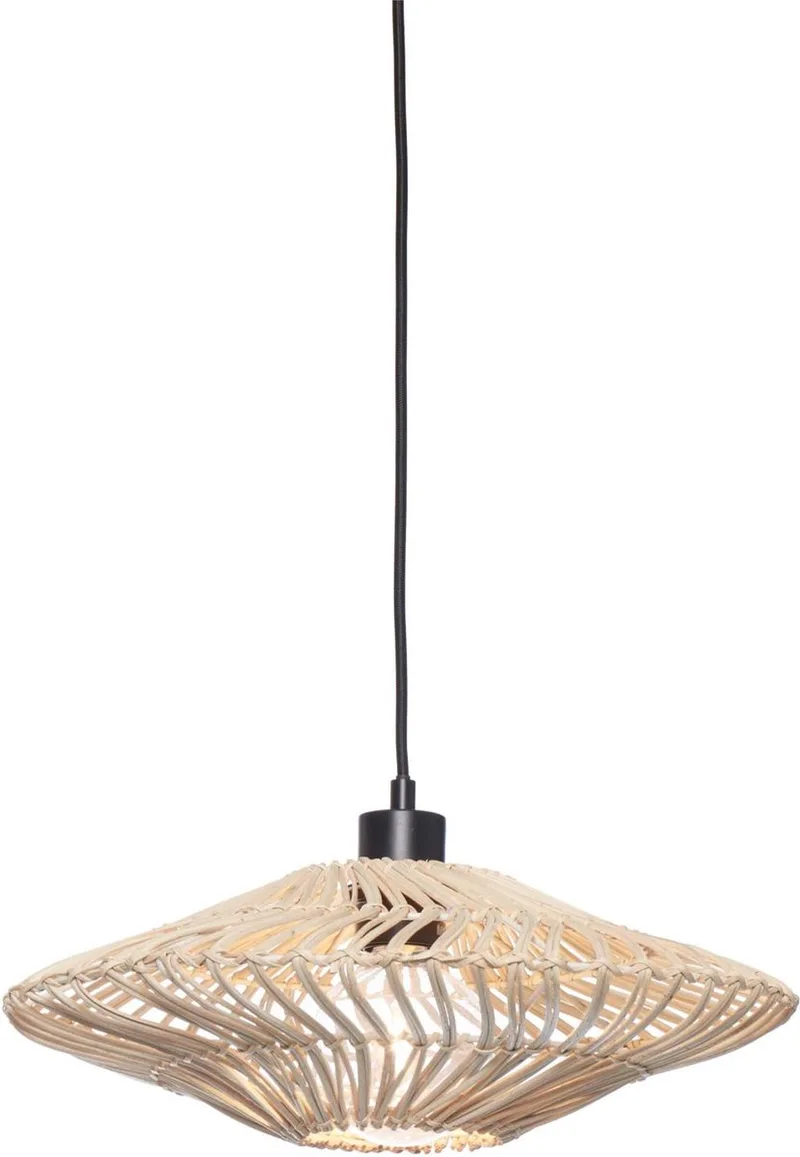 Hanglamp Zanzibar - Rotan - Ø40x12cm - Modern - Hanglampen Eetkamer, Slaapkamer, Woonkamer by GOOD&MOJO in White – product photo
