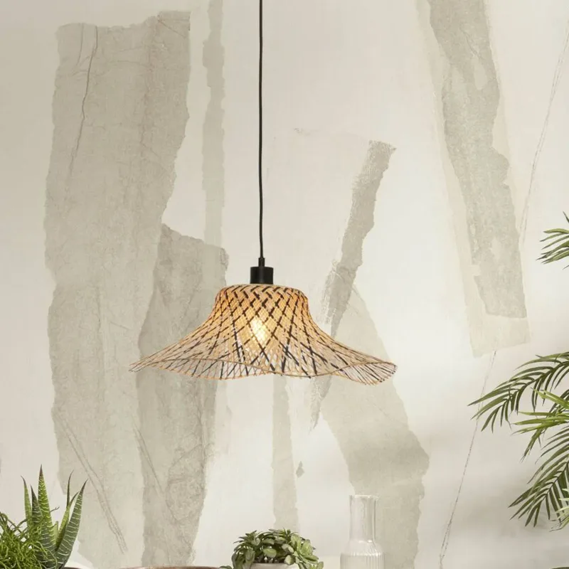 Ibiza hanglamp Ø 50 cm van GOOD&MOJO in Zwart, Naturel – productfoto 1 van 5