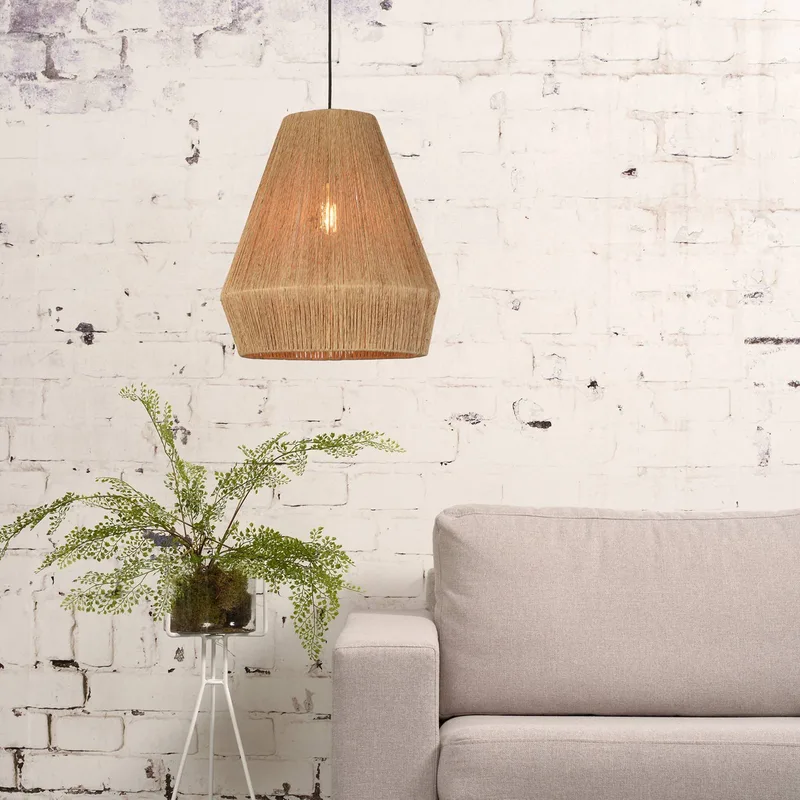 Iguazu hanglamp, kegelvormig, naturel, Ø 40 cm van GOOD&MOJO in Naturel, Zwart – productfoto 3 van 5