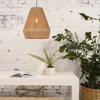 Iguazu hanglamp, kegelvormig, naturel, Ø 40 cm van GOOD&MOJO in Naturel, Zwart – productfoto 2 van 5