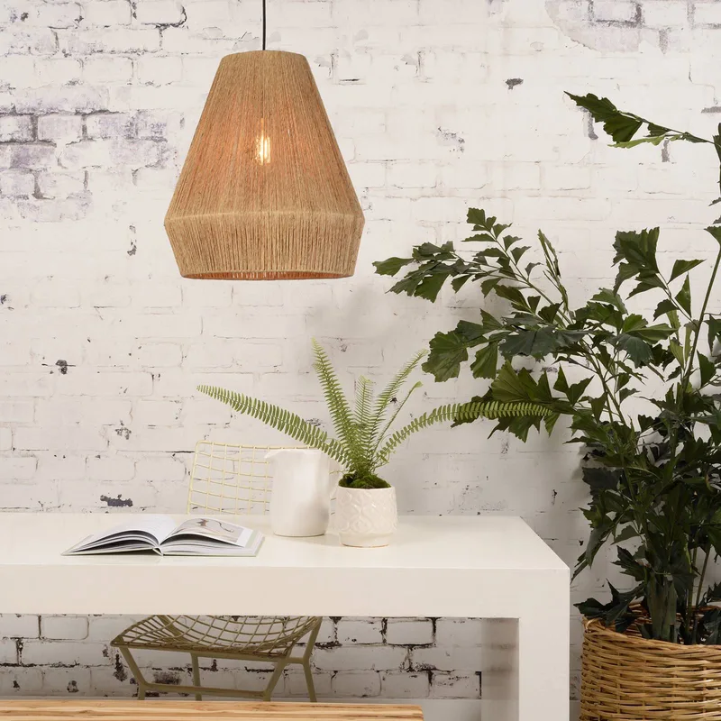 Iguazu hanglamp, kegelvormig, naturel, Ø 40 cm van GOOD&MOJO in Naturel, Zwart – productfoto 2 van 5